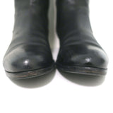 Prada Knee High Flat Boots Black Leather Size 37.5