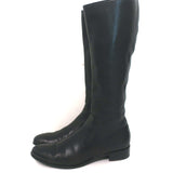 Prada Knee High Flat Boots Black Leather Size 37.5