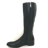 Prada Knee High Flat Boots Black Leather Size 37.5