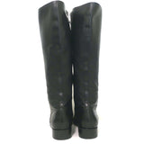 Prada Knee High Flat Boots Black Leather Size 37.5