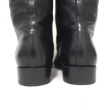 Prada Knee High Flat Boots Black Leather Size 37.5