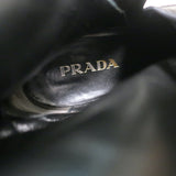 Prada Knee High Flat Boots Black Leather Size 37.5