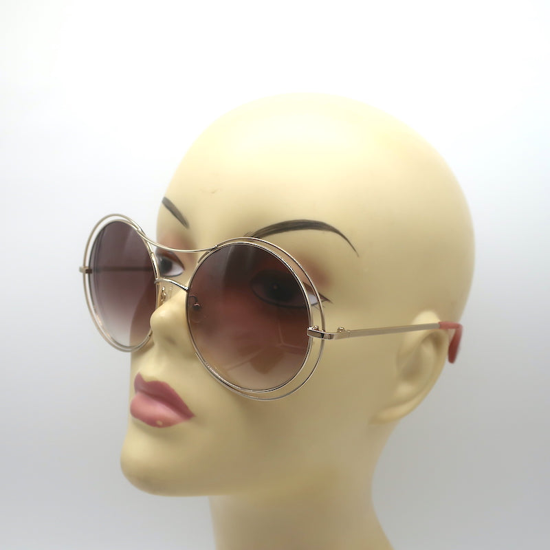 Zac Posen Rochelle Oversize Round Sunglasses Gold