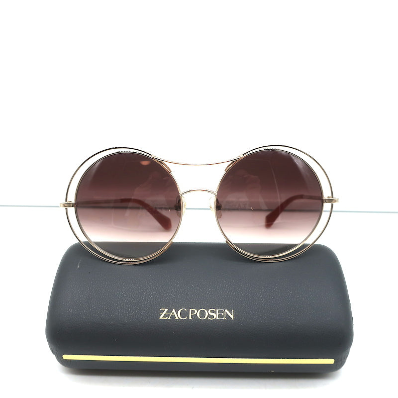 Zac Posen Rochelle Oversize Round Sunglasses Gold