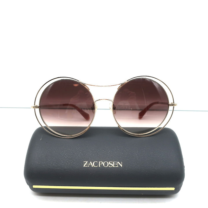 Zac Posen Rochelle Oversize Round Sunglasses Gold