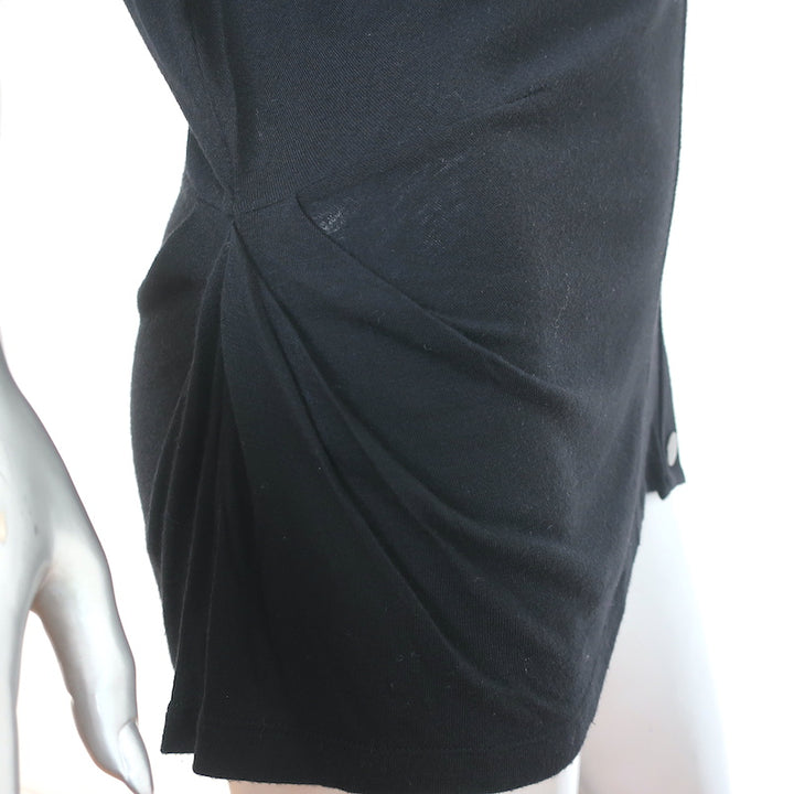 Givenchy Asymmetric Snap-Side Top Black Cashmere-Blend Jersey Size 38