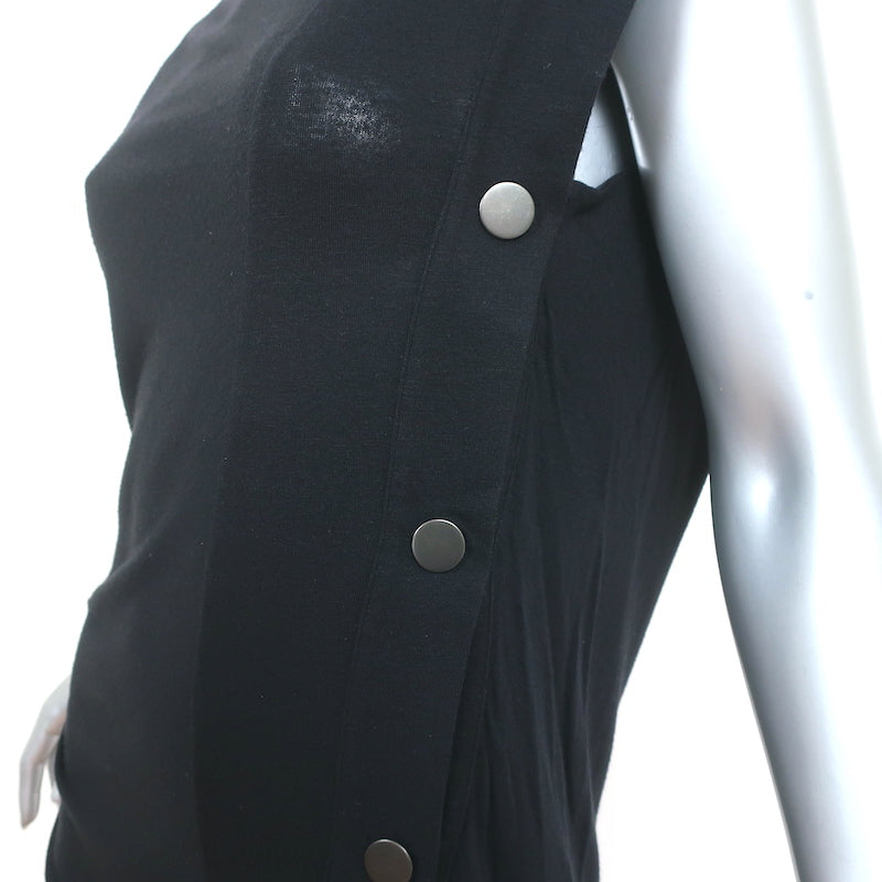 Givenchy Asymmetric Snap-Side Top Black Cashmere-Blend Jersey Size 38