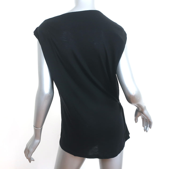 Givenchy Asymmetric Snap-Side Top Black Cashmere-Blend Jersey Size 38