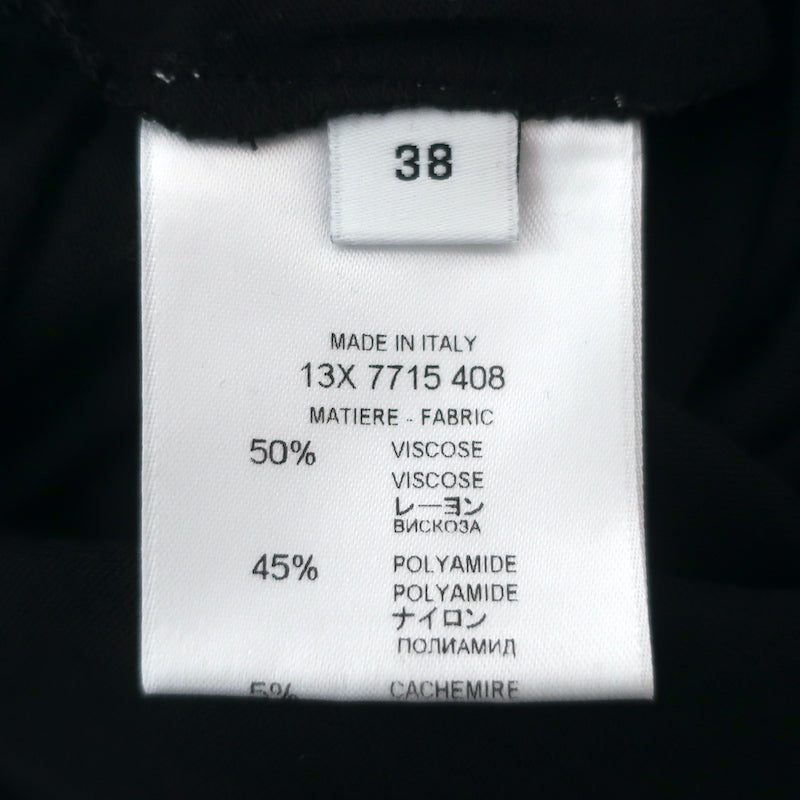 Givenchy Asymmetric Snap-Side Top Black Cashmere-Blend Jersey Size 38