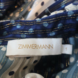 Zimmermann Tiered Midi Dress Blue Striped Metallic Polka Dot Jacquard Size 1