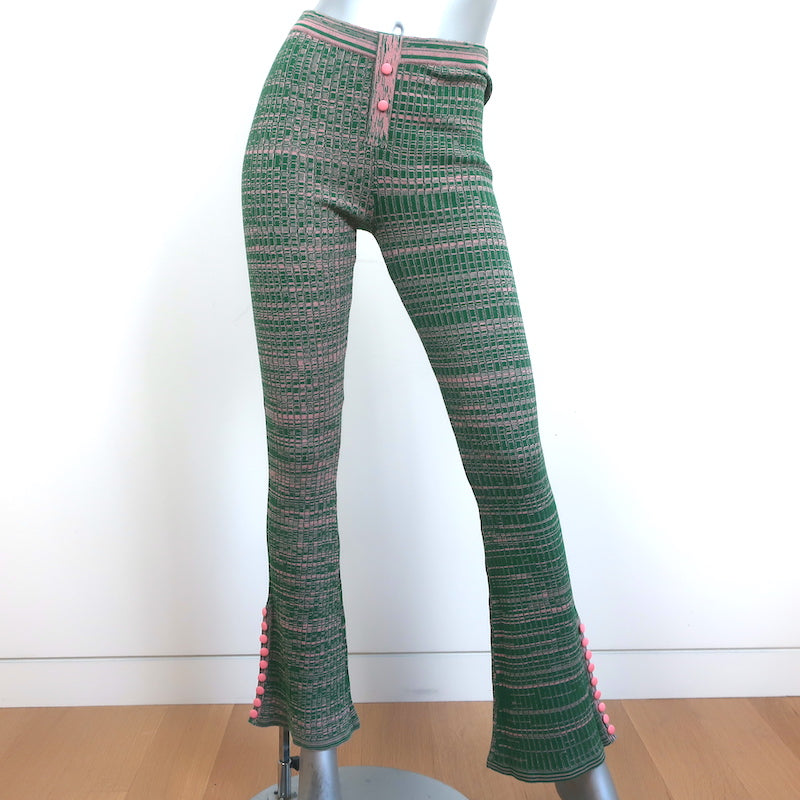Live The Process Marl Track Jacket &amp; Flared Pants Set Green/Pink Size Small