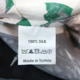 Dries Van Noten Blouse Silver Floral Print Silk Satin Size 36 Short Sleeve Top