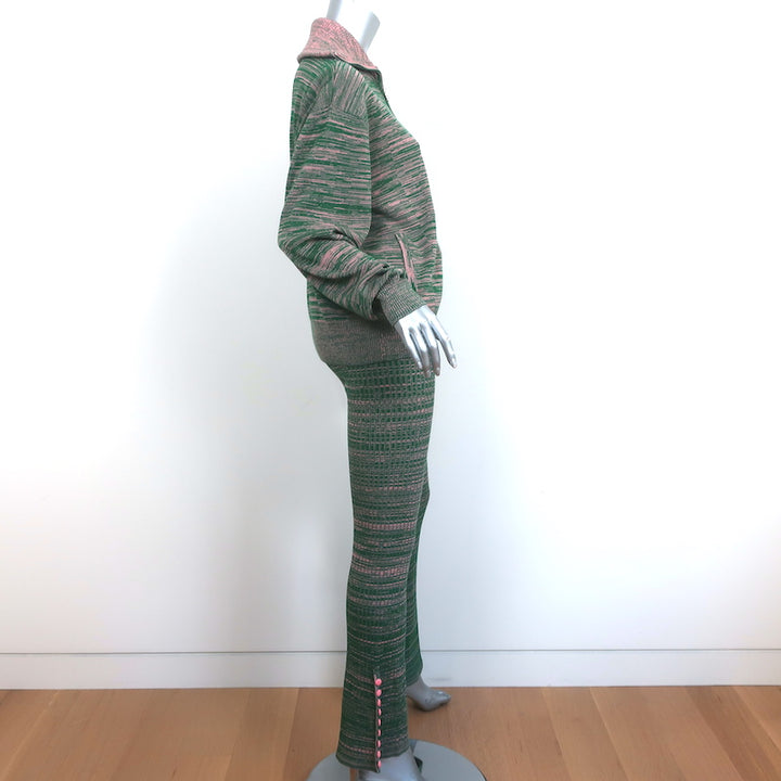 Live The Process Marl Track Jacket &amp; Flared Pants Set Green/Pink Size Small