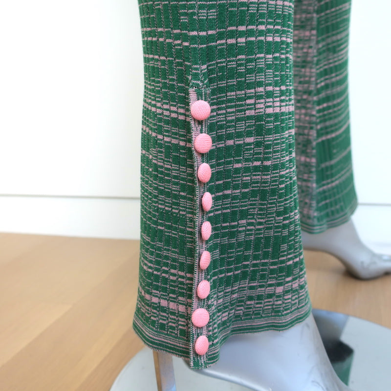 Live The Process Marl Track Jacket &amp; Flared Pants Set Green/Pink Size Small