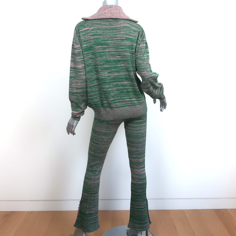 Live The Process Marl Track Jacket &amp; Flared Pants Set Green/Pink Size Small