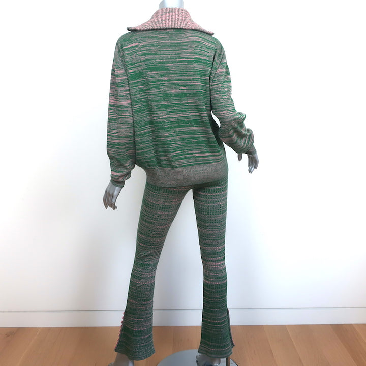 Live The Process Marl Track Jacket &amp; Flared Pants Set Green/Pink Size Small