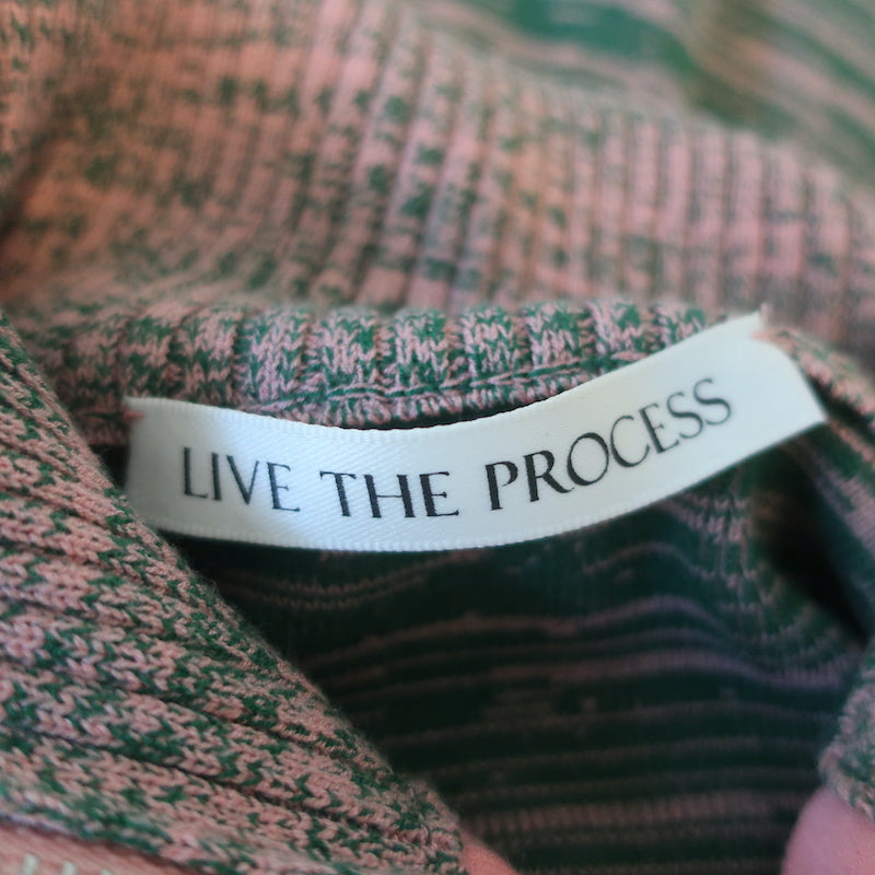 Live The Process Marl Track Jacket &amp; Flared Pants Set Green/Pink Size Small