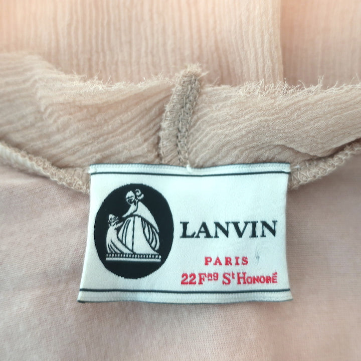 Lanvin Rosette-Embellished Top Nude Chiffon Size Small Sleeveless Blouse