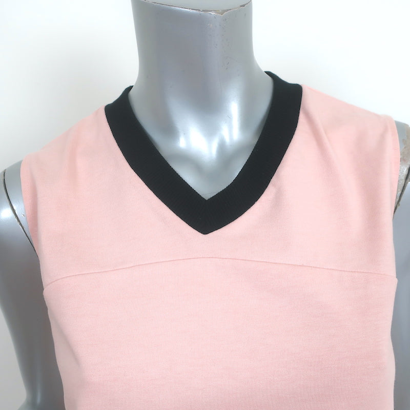 Marni Sleeveless V-Neck Top Light Pink Cotton Jersey &amp; Poplin Size 38