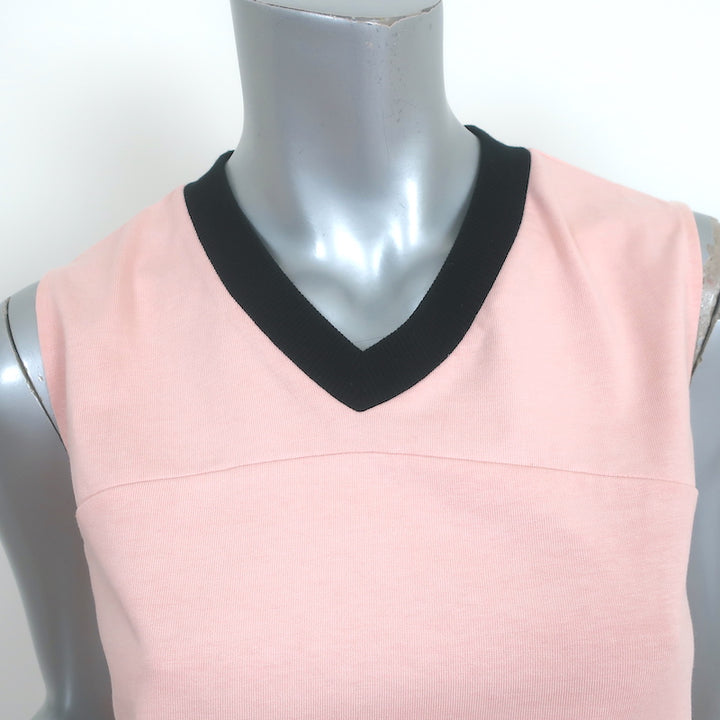 Marni Sleeveless V-Neck Top Light Pink Cotton Jersey &amp; Poplin Size 38