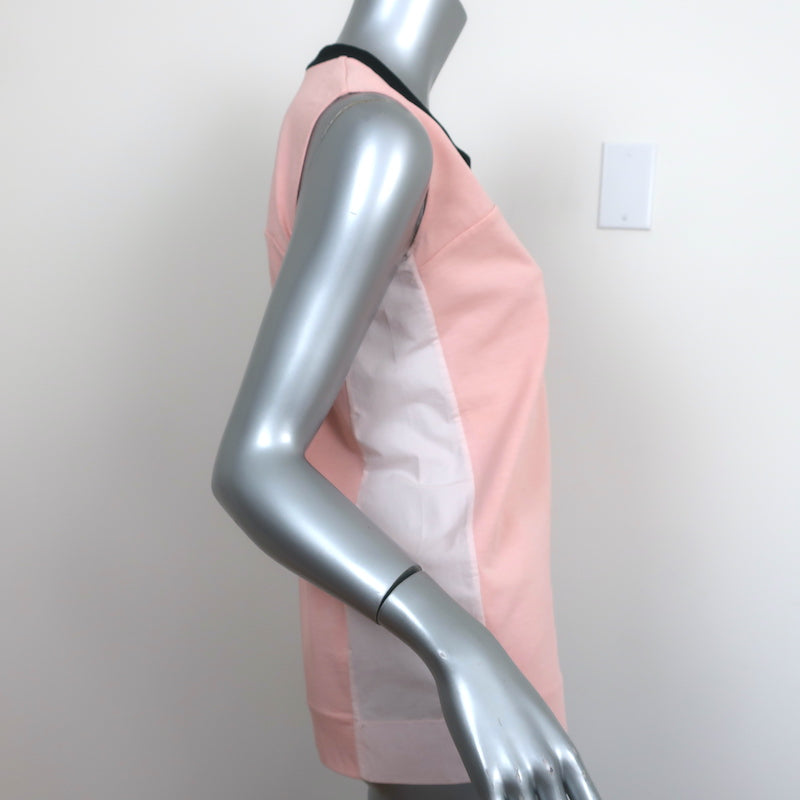Marni Sleeveless V-Neck Top Light Pink Cotton Jersey &amp; Poplin Size 38