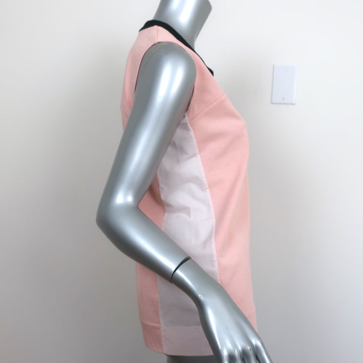 Marni Sleeveless V-Neck Top Light Pink Cotton Jersey &amp; Poplin Size 38