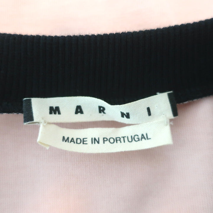 Marni Sleeveless V-Neck Top Light Pink Cotton Jersey &amp; Poplin Size 38