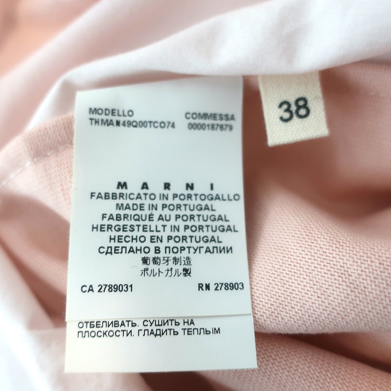 Marni Sleeveless V-Neck Top Light Pink Cotton Jersey &amp; Poplin Size 38