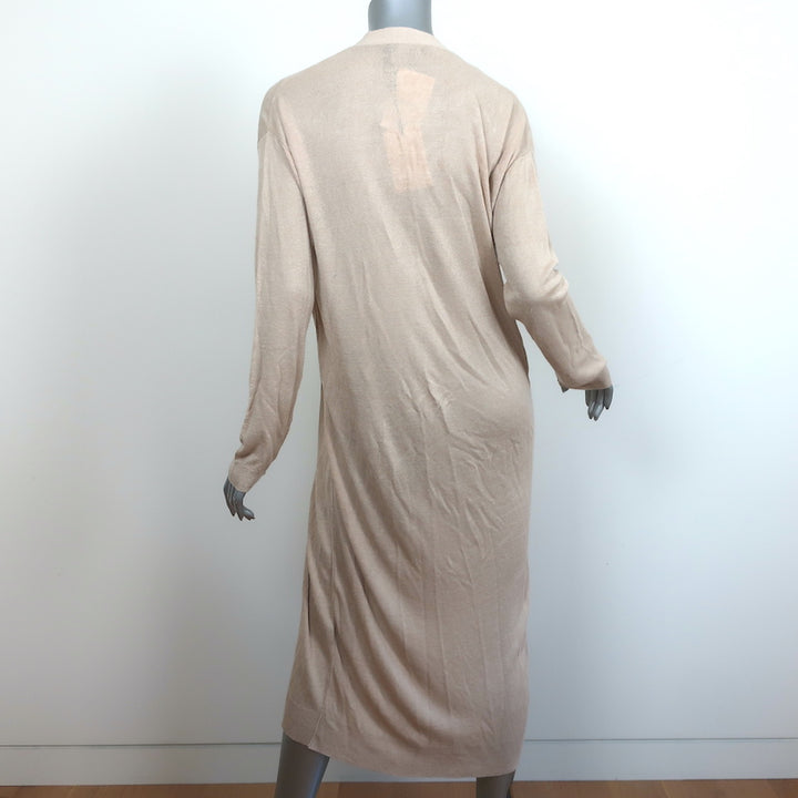Theory Maxi Cardigan New Harbor Beige Linen-Blend Size Small Duster Sweater NEW