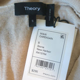 Theory Maxi Cardigan New Harbor Beige Linen-Blend Size Small Duster Sweater NEW