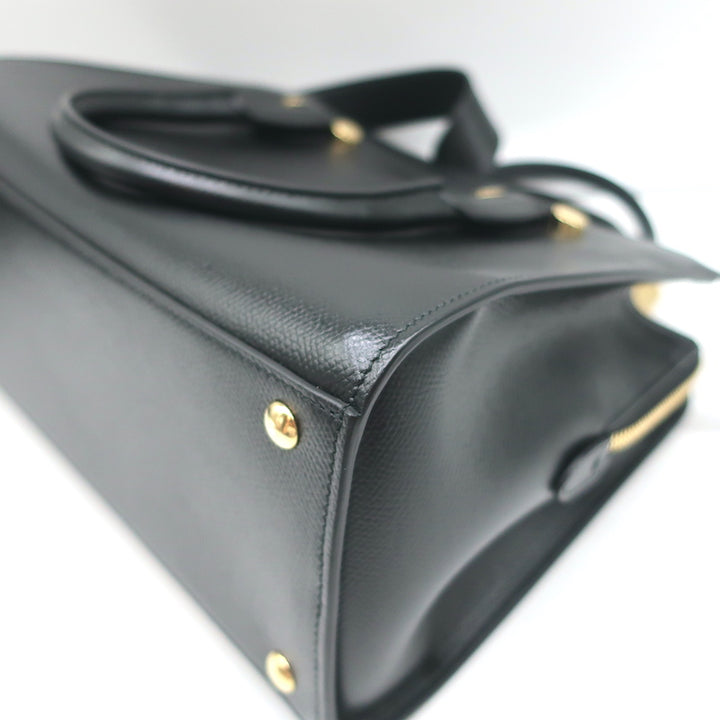 Salvatore Ferragamo Today Small Satchel Black Pebbled Leather Crossbody NEW
