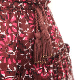 Ulla Johnson Tiered Mini Skirt Brown/Red Printed Ruffled Cotton Size 4