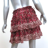 Ulla Johnson Tiered Mini Skirt Brown/Red Printed Ruffled Cotton Size 4