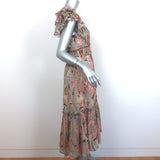 Ulla Johnson Midi Dress Cicely Metallic Floral Print Cotton-Silk Size 4