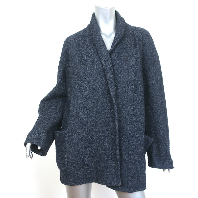 Isabel Marant Etoile Open Front Oversize Jacket Navy Wool-Blend