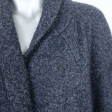 Isabel Marant Etoile Open Front Oversize Jacket Navy Wool-Blend Tweed Size 34