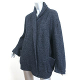 Isabel Marant Etoile Open Front Oversize Jacket Navy Wool-Blend Tweed Size 34