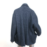 Isabel Marant Etoile Open Front Oversize Jacket Navy Wool-Blend Tweed Size 34