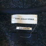 Isabel Marant Etoile Open Front Oversize Jacket Navy Wool-Blend Tweed Size 34