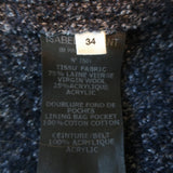 Isabel Marant Etoile Open Front Oversize Jacket Navy Wool-Blend Tweed Size 34