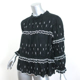 Isabel Marant Etoile Ruffle Blouse Daniela Black Embroidered Linen Size 38