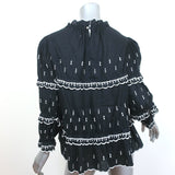 Isabel Marant Etoile Ruffle Blouse Daniela Black Embroidered Linen Size 38