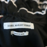 Isabel Marant Etoile Ruffle Blouse Daniela Black Embroidered Linen Size 38