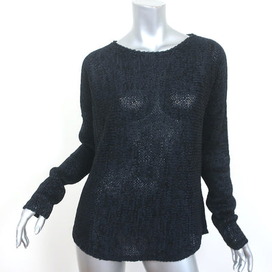 Transit Par-Such Sweater Navy/Black Cotton-Blend Marled Knit Size 4
