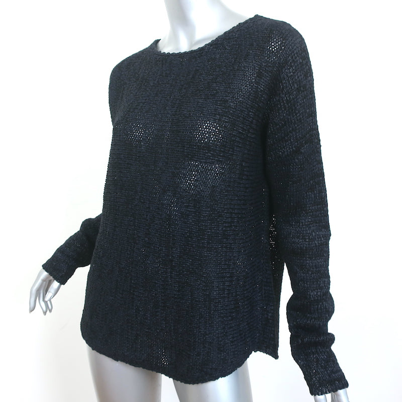 Transit Par-Such Sweater Navy/Black Cotton-Blend Marled Knit Size 4