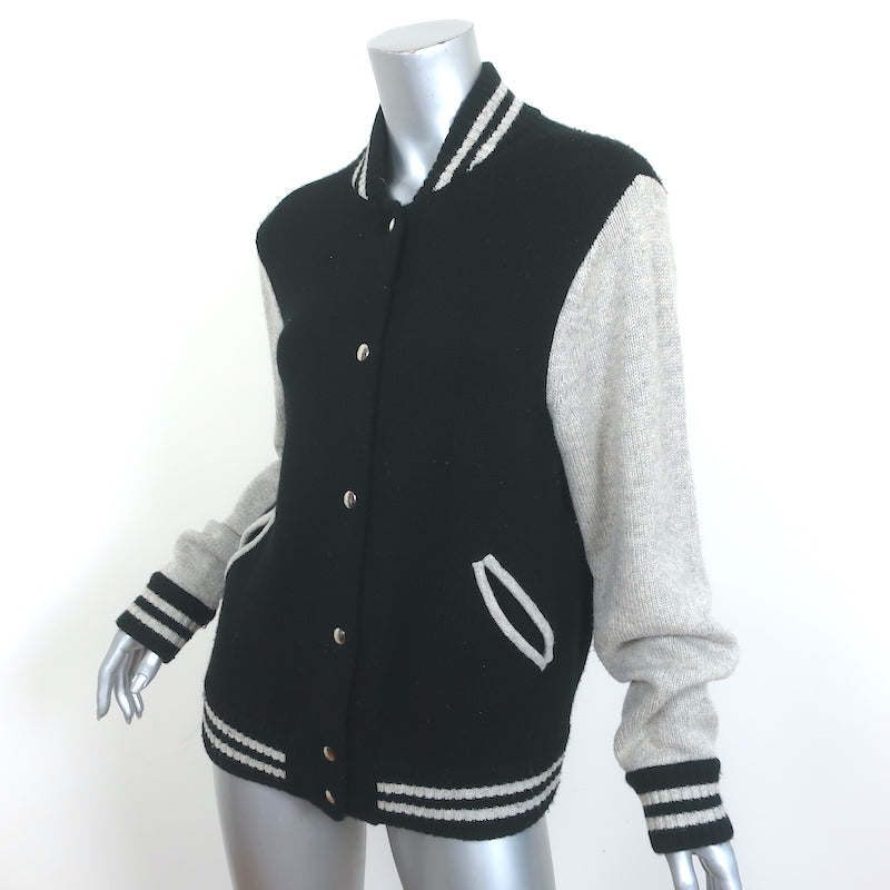 Marc Jacobs Varsity Sweater Jacket Black/Gray Wool-Cashmere Size Small