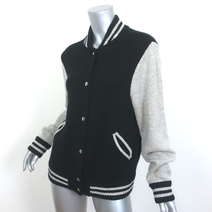 Marc Jacobs Varsity Sweater Jacket Black/Gray Wool-Cashmere Size Small