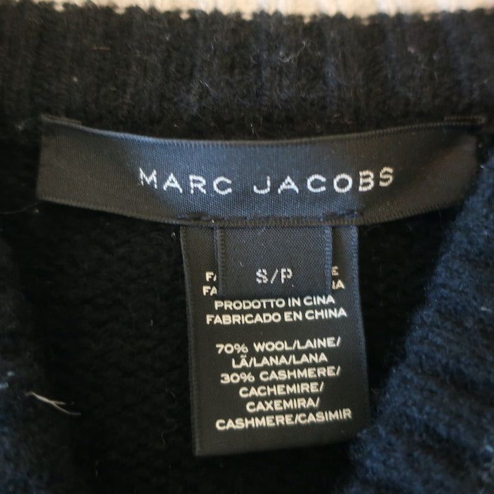 Marc Jacobs Varsity Sweater Jacket Black/Gray Wool-Cashmere Size Small