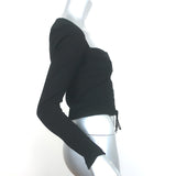 I.AM.GIA Portia Lace-Up Long Sleeve Corset Top Black Ribbed Cotton Size Small