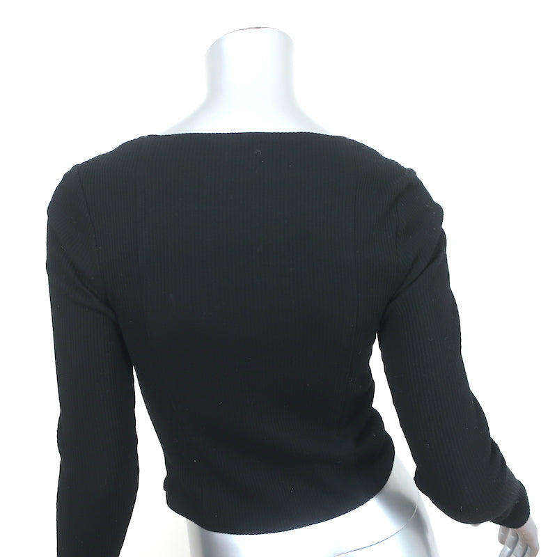 I.AM.GIA Portia Lace-Up Long Sleeve Corset Top Black Ribbed Cotton Size Small